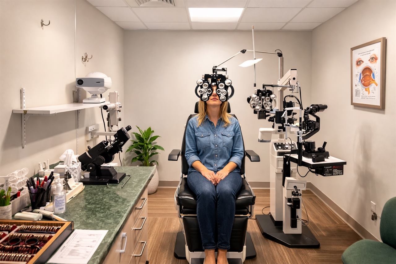 Patient during an eye exam